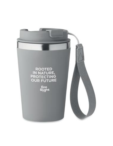 Vaso térmico de acero inoxidable reciclado y PP Podgorica con correa RPET 350ml PERSONALIZABLE