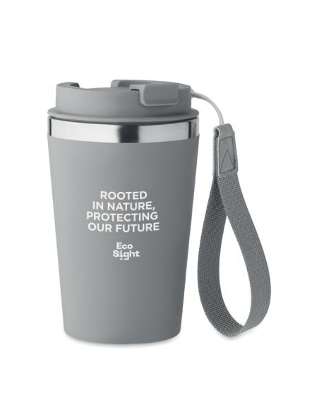 Vaso térmico de acero inoxidable reciclado y PP Podgorica con correa RPET 350ml PERSONALIZABLE