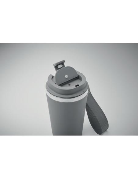 Vaso térmico de acero inoxidable reciclado y PP Podgorica con correa RPET 350ml PERSONALIZABLE