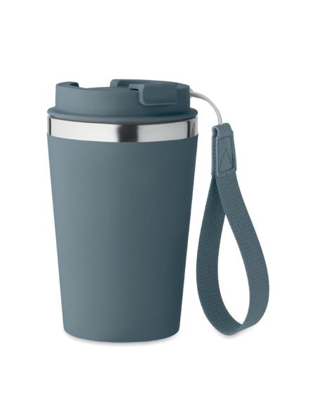 Vaso térmico de acero inoxidable reciclado y PP Podgorica con correa RPET 350ml PERSONALIZABLE