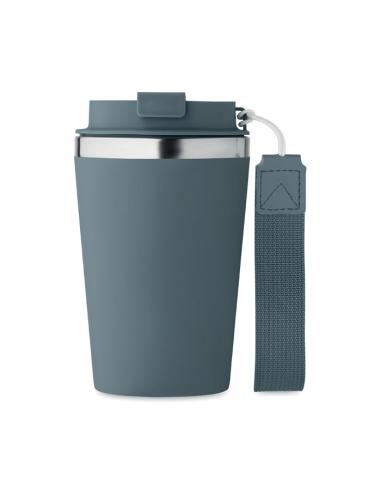 Vaso térmico de acero inoxidable reciclado y PP Podgorica con correa RPET 350ml PERSONALIZABLE
