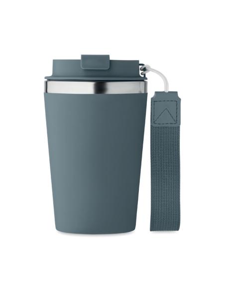 Vaso térmico de acero inoxidable reciclado y PP Podgorica con correa RPET 350ml PERSONALIZABLE