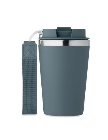 Vaso térmico de acero inoxidable reciclado y PP Podgorica con correa RPET 350ml PERSONALIZABLE