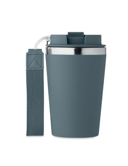Vaso térmico de acero inoxidable reciclado y PP Podgorica con correa RPET 350ml PERSONALIZABLE