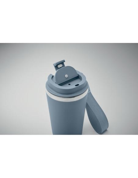 Vaso térmico de acero inoxidable reciclado y PP Podgorica con correa RPET 350ml PERSONALIZABLE