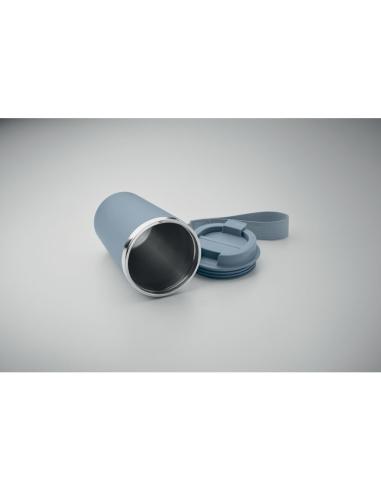 Vaso térmico de acero inoxidable reciclado y PP Podgorica con correa RPET 350ml PERSONALIZABLE