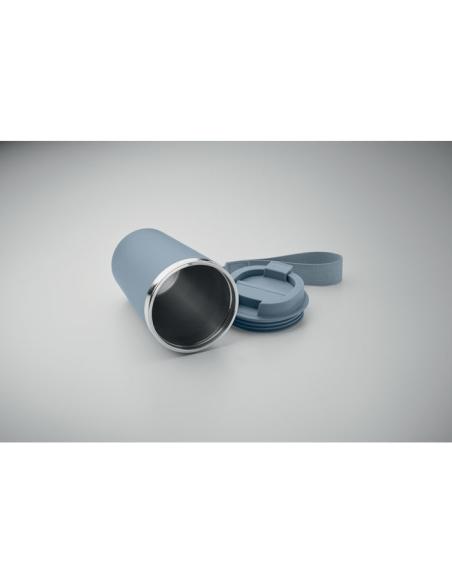 Vaso térmico de acero inoxidable reciclado y PP Podgorica con correa RPET 350ml PERSONALIZABLE