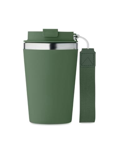 Vaso térmico de acero inoxidable reciclado y PP Podgorica con correa RPET 350ml PERSONALIZABLE