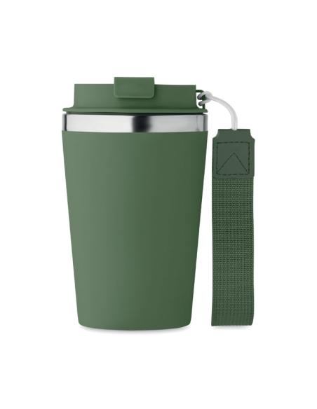 Vaso térmico de acero inoxidable reciclado y PP Podgorica con correa RPET 350ml PERSONALIZABLE