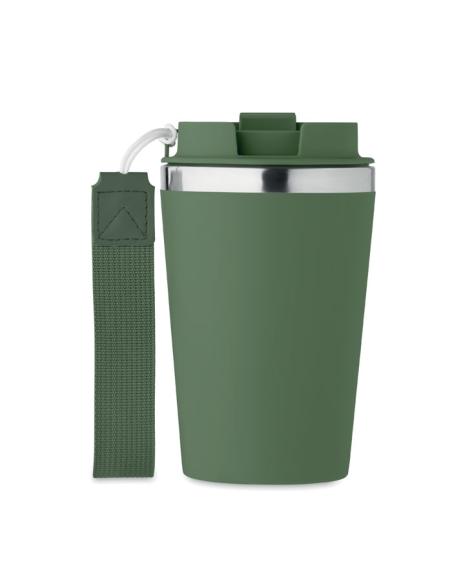 Vaso térmico de acero inoxidable reciclado y PP Podgorica con correa RPET 350ml PERSONALIZABLE