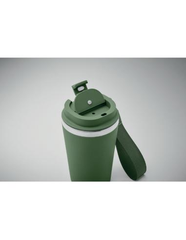 Vaso térmico de acero inoxidable reciclado y PP Podgorica con correa RPET 350ml PERSONALIZABLE