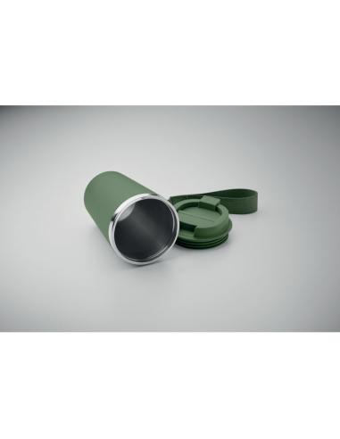 Vaso térmico de acero inoxidable reciclado y PP Podgorica con correa RPET 350ml PERSONALIZABLE