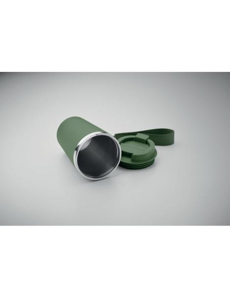 Vaso térmico de acero inoxidable reciclado y PP Podgorica con correa RPET 350ml PERSONALIZABLE