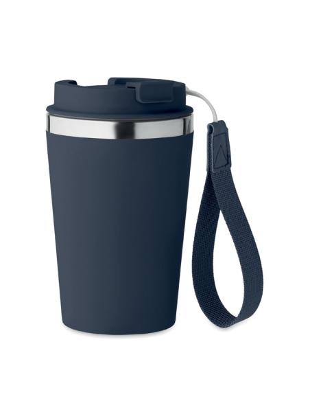 Vaso térmico de acero inoxidable reciclado y PP Podgorica con correa RPET 350ml PERSONALIZABLE