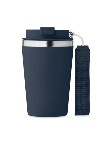 Vaso térmico de acero inoxidable reciclado y PP Podgorica con correa RPET 350ml PERSONALIZABLE