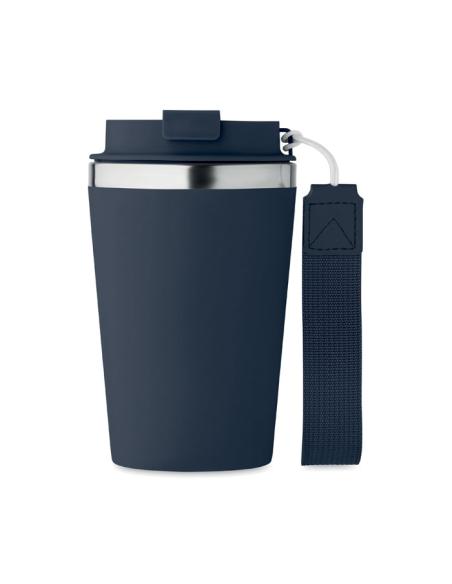 Vaso térmico de acero inoxidable reciclado y PP Podgorica con correa RPET 350ml PERSONALIZABLE