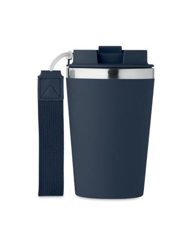 Vaso térmico de acero inoxidable reciclado y PP Podgorica con correa RPET 350ml PERSONALIZABLE