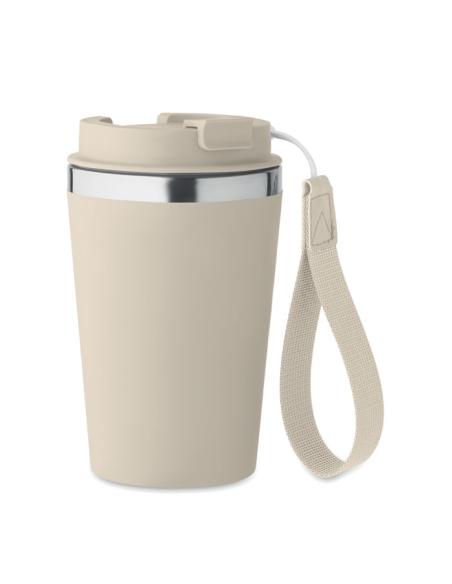 Vaso térmico de acero inoxidable reciclado y PP Podgorica con correa RPET 350ml PERSONALIZABLE