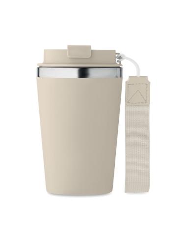 Vaso térmico de acero inoxidable reciclado y PP Podgorica con correa RPET 350ml PERSONALIZABLE