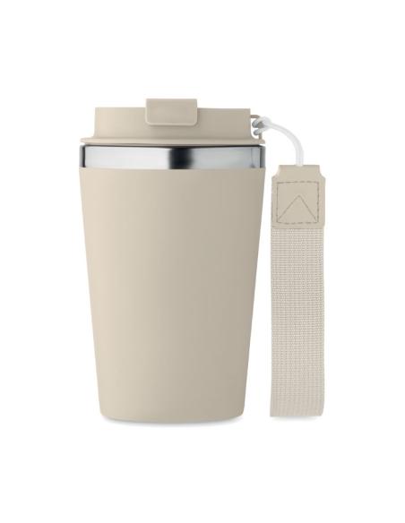 Vaso térmico de acero inoxidable reciclado y PP Podgorica con correa RPET 350ml PERSONALIZABLE