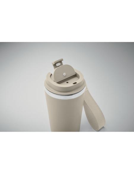 Vaso térmico de acero inoxidable reciclado y PP Podgorica con correa RPET 350ml PERSONALIZABLE