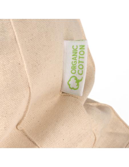 Bolsa de algodón orgánico 220g/m2 Buen Paso natural con fuelle y asas largas PERSONALIZABLE