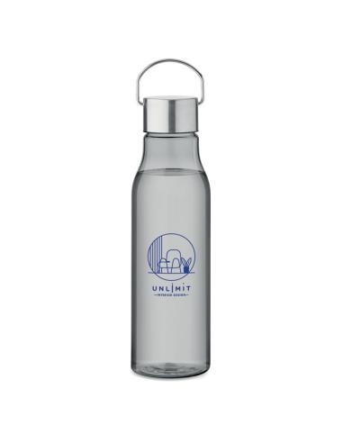 Botella de RPET Ronda tapa acero inoxidable y asa 600ml PERSONALIZABLE