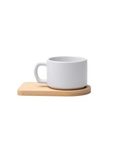 Taza cerámica Imada especial sublimación con posavasos bambú 180ml PERSONALIZABLE