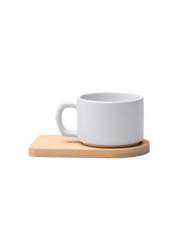 Taza cerámica Imada especial sublimación con posavasos bambú 180ml PERSONALIZABLE