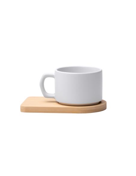 Taza cerámica Imada especial sublimación con posavasos bambú 180ml PERSONALIZABLE