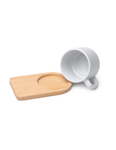 Taza cerámica Imada especial sublimación con posavasos bambú 180ml PERSONALIZABLE