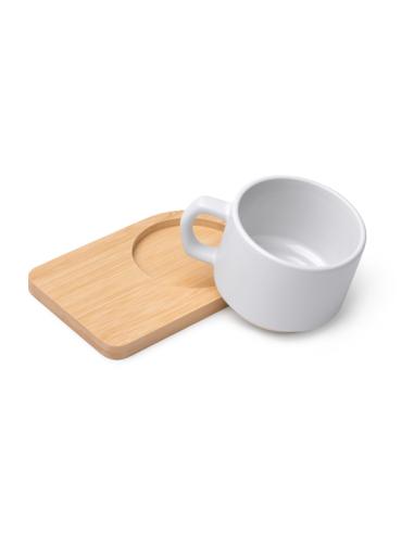 Taza cerámica Imada especial sublimación con posavasos bambú 180ml PERSONALIZABLE