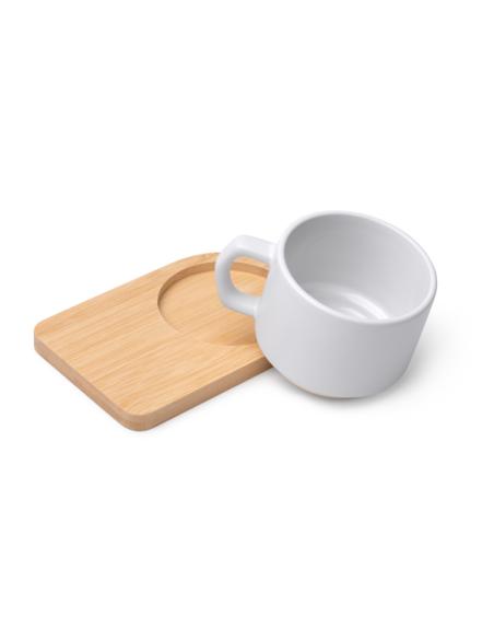 Taza cerámica Imada especial sublimación con posavasos bambú 180ml PERSONALIZABLE