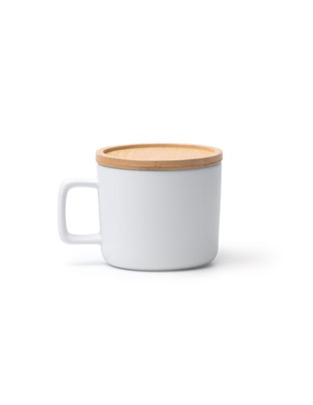 Taza cerámica Jandía especial sublimación base tapa bambú 350ml PERSONALIZABLE