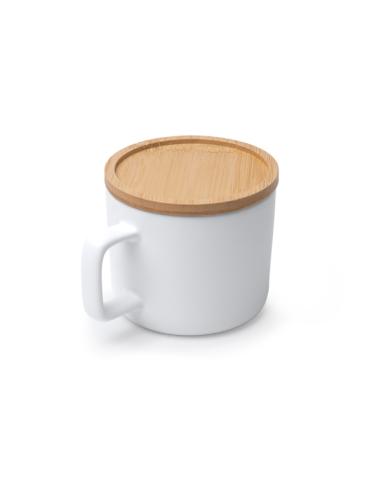 Taza cerámica Jandía especial sublimación base tapa bambú 350ml PERSONALIZABLE