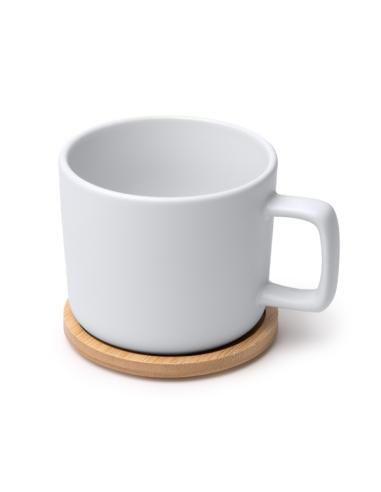 Taza cerámica Jandía especial sublimación base tapa bambú 350ml PERSONALIZABLE