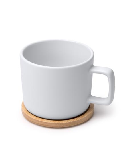 Taza cerámica Jandía especial sublimación base tapa bambú 350ml PERSONALIZABLE
