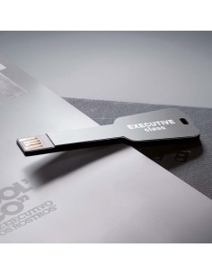 Memoria USB de aluminio Bottrop plana en forma de llave PERSONALIZABLE 2