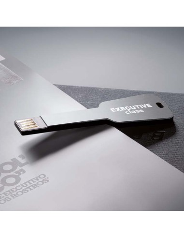 Memoria USB de aluminio Bottrop plana en forma de llave PERSONALIZABLE