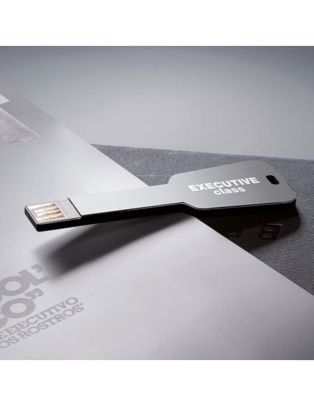 Memoria USB de aluminio Bottrop plana en forma de llave PERSONALIZABLE