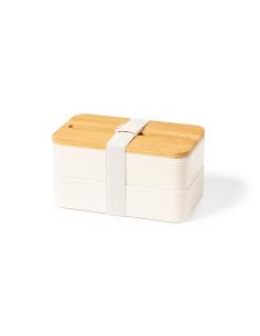 Fiambrera reutilizable de PP con tapa de bambú Bordeaux 1400ml PERSONALIZABLE