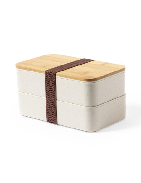 Fiambrera reutilizable de PP con tapa de bambú Bocairent 1400ml PERSONALIZABLE