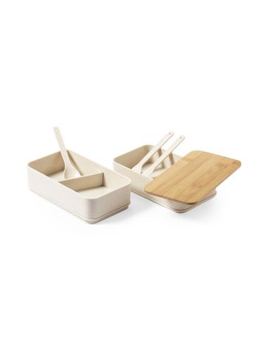 Fiambrera reutilizable de PP con tapa de bambú Bocairent 1400ml PERSONALIZABLE