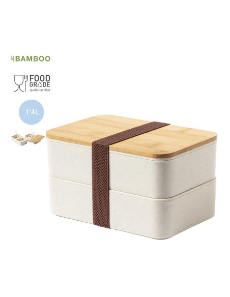 Fiambrera reutilizable de PP con tapa de bambú Bocairent 1400ml PERSONALIZABLE