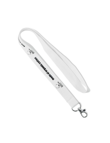 Lanyard de algodón orgánico Brasov con mosquetón metálico PERSONALIZABLE