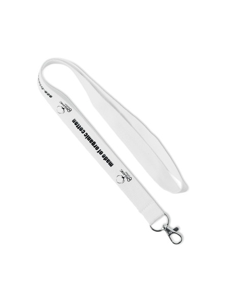 Lanyard de algodón orgánico Brasov con mosquetón metálico PERSONALIZABLE
