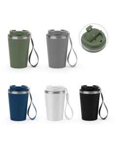 Taza térmica de acero inoxidable reciclado Seixal exterior PP acabado mate 440ml PERSONALIZABLE