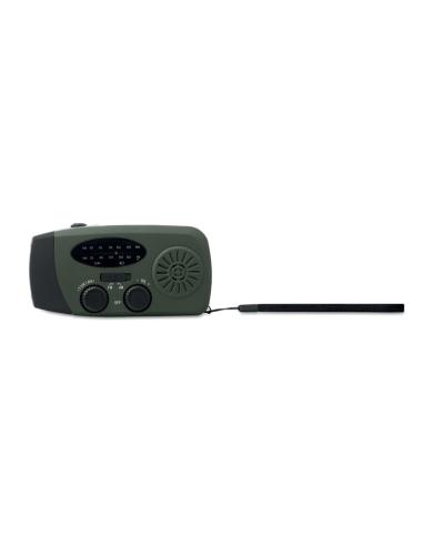 Radio portátil Bruges linterna LED con powerbank, dinamo y carga solar PESONALIZABLE
