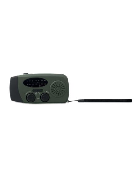 Radio portátil Bruges linterna LED con powerbank, dinamo y carga solar PESONALIZABLE
