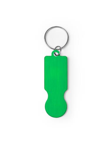 Llavero de aluminio reciclado Benijos moneda carro compra PERSONALIZABLE